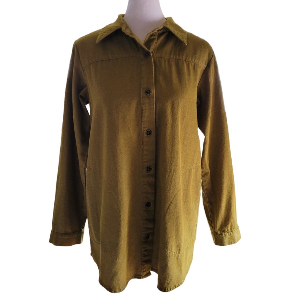 Joan Rivers Shimmer Cotton Button Blouse Quiet Luxury Oversized XXS Elevated